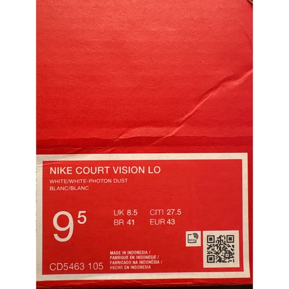 Nike Court Vision LO Men White Gum Leather Sneakers DJ1971 105 Size 9.5 - Picture 6 of 6